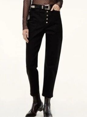Aritzia Black Belem High-Rise Button-Front Jeans Size 10